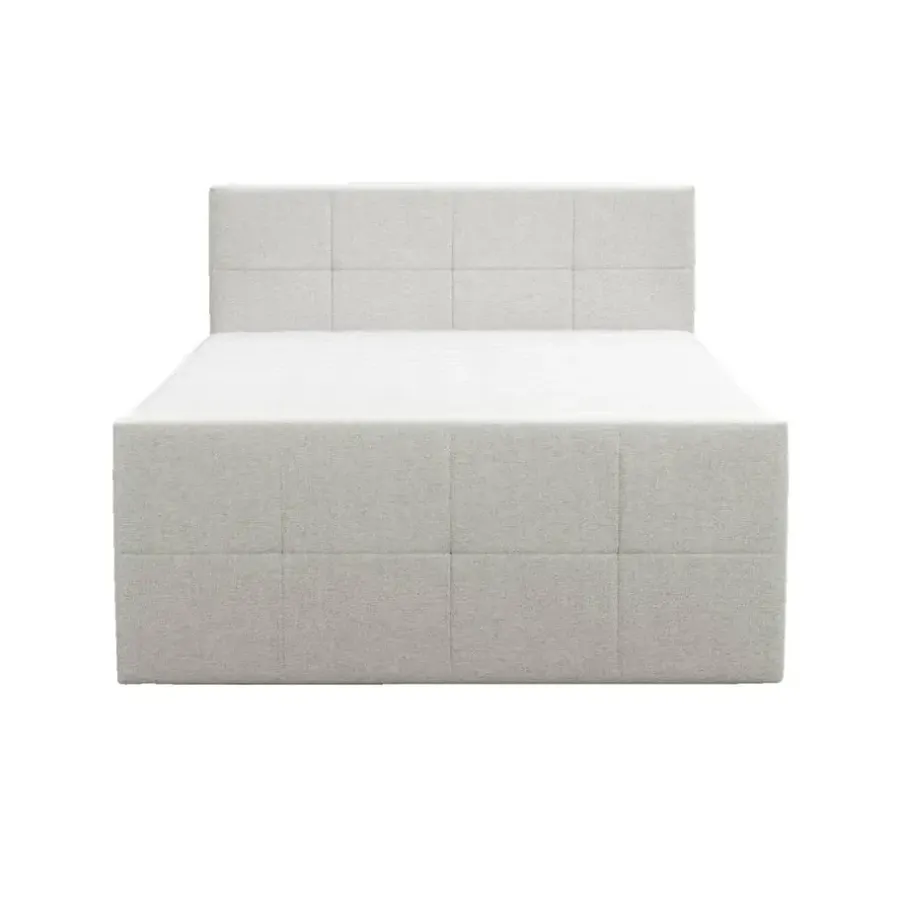 Leen Bakker Boxspring met opbergruimte en voetbord Liv geblokt - ecru - 160x200cm