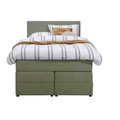 Leen Bakker Boxspring met opbergruimte Liv egaal - groen - 120x200 cm