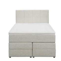 Leen Bakker Boxspring met opbergruimte Liv geblokt - ecru - 120x200 cm