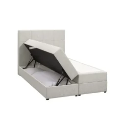 Leen Bakker Boxspring met opbergruimte Liv geblokt - ecru - 120x200 cm