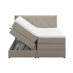 2-Persoons Boxsprings-Leen Bakker Boxspring met opbergruimte Liv geruit - beige - 160x200 cm