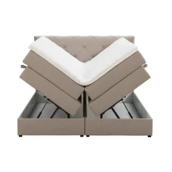 2-Persoons Boxsprings-Leen Bakker Boxspring met opbergruimte Liv geruit - beige - 160x200 cm