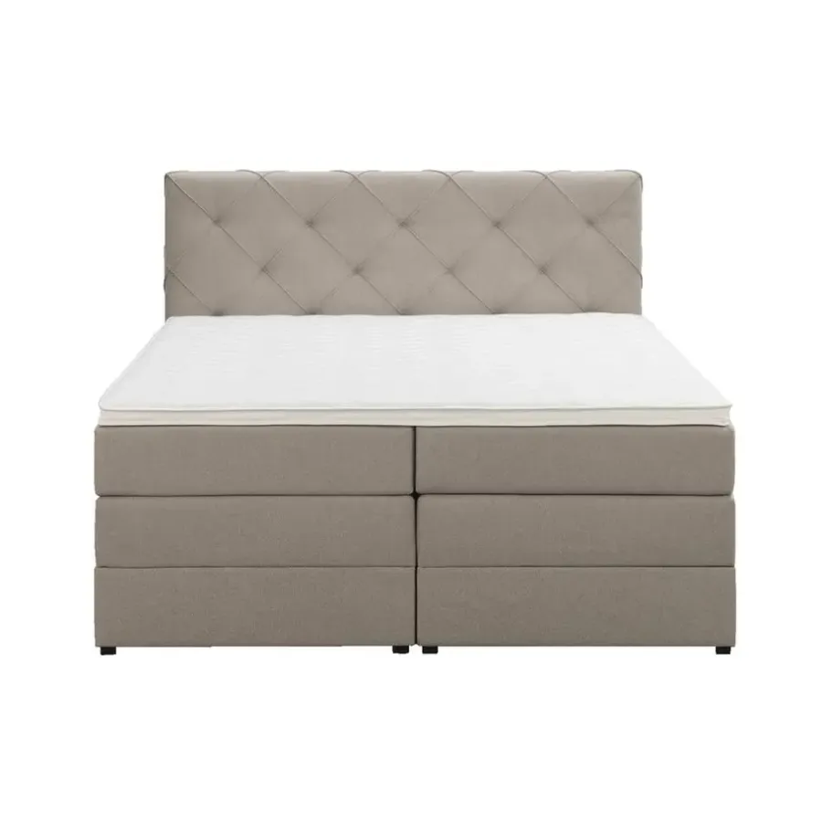 2-Persoons Boxsprings-Leen Bakker Boxspring met opbergruimte Liv geruit - beige - 160x200 cm