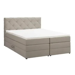 2-Persoons Boxsprings-Leen Bakker Boxspring met opbergruimte Liv geruit - beige - 160x200 cm
