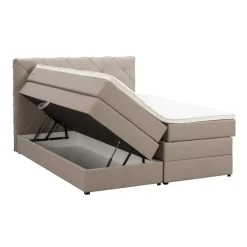 2-Persoons Boxsprings-Leen Bakker Boxspring met opbergruimte Liv geruit - beige - 160x200 cm