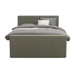 Leen Bakker Boxspring met opbergruimte en voetbord Liv geblokt - groen - 160x200cm