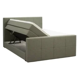 Leen Bakker Boxspring met opbergruimte en voetbord Liv geblokt - groen - 160x200cm