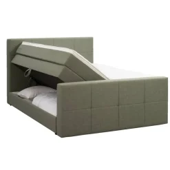 Leen Bakker Boxspring met opbergruimte en voetbord Liv geblokt - groen - 160x200cm