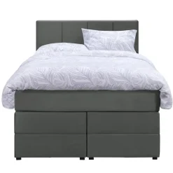1-Persoons Boxsprings-Leen Bakker Boxspring met opbergruimte Liv geblokt - grijs - 120x200 cm