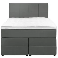 1-Persoons Boxsprings-Leen Bakker Boxspring met opbergruimte Liv geblokt - grijs - 120x200 cm