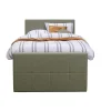 1-Persoons Boxsprings-Leen Bakker Boxspring met opbergruimte en voetbord Liv geblokt - groen - 120x200cm
