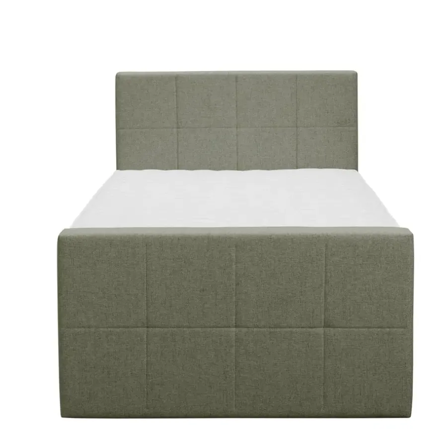 1-Persoons Boxsprings-Leen Bakker Boxspring met opbergruimte en voetbord Liv geblokt - groen - 120x200cm