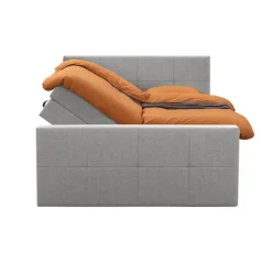 2-Persoons Boxsprings-Leen Bakker Boxspring met opbergruimte en voetbord Liv geblokt - lichtgrijs - 160x200cm