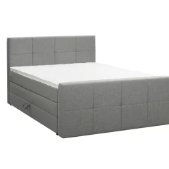 2-Persoons Boxsprings-Leen Bakker Boxspring met opbergruimte en voetbord Liv geblokt - lichtgrijs - 160x200cm