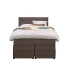 Leen Bakker Boxspring met opbergruimte Liv geruit - donkerbruin - 120x200 cm