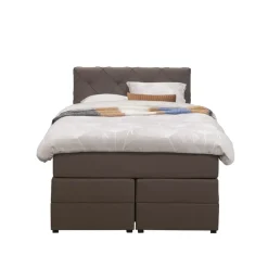 Leen Bakker Boxspring met opbergruimte Liv geruit - donkerbruin - 120x200 cm
