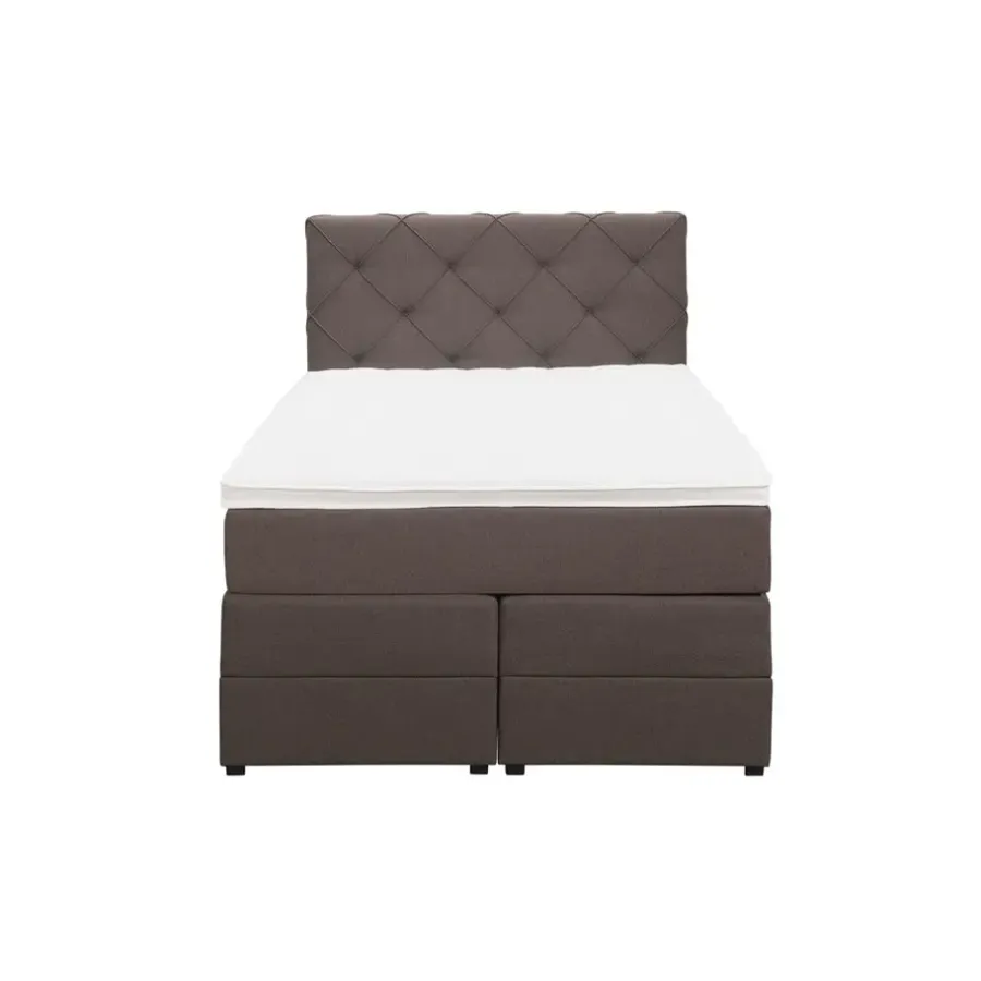 Leen Bakker Boxspring met opbergruimte Liv geruit - donkerbruin - 120x200 cm