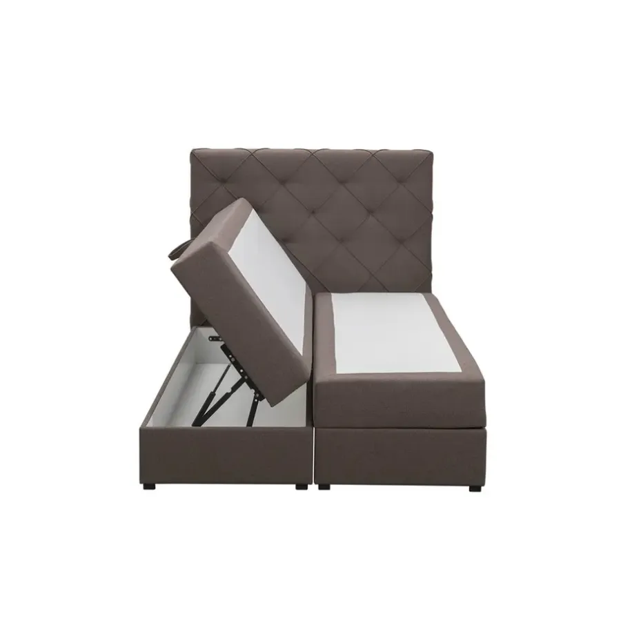 Leen Bakker Boxspring met opbergruimte Liv geruit - donkerbruin - 120x200 cm