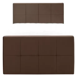 1-Persoons Boxsprings-Leen Bakker Boxspring met opbergruimte en voetbord Liv geblokt - bruin - 120x200cm