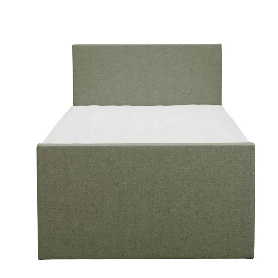 1-Persoons Boxsprings-Leen Bakker Boxspring met opbergruimte en voetbord Liv egaal - groen - 120x200cm