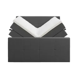 2-Persoons Boxsprings-Leen Bakker Boxspring met opbergruimte en voetbord Liv geblokt - antraciet - 160x200cm