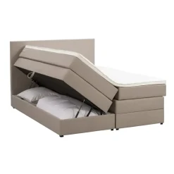 Leen Bakker Boxspring met opbergruimte Liv egaal - beige - 140x200 cm
