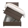 Leen Bakker Boxspring met opbergruimte Liv geruit - donkerbruin - 90x200 cm