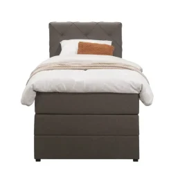 Leen Bakker Boxspring met opbergruimte Liv geruit - donkerbruin - 90x200 cm