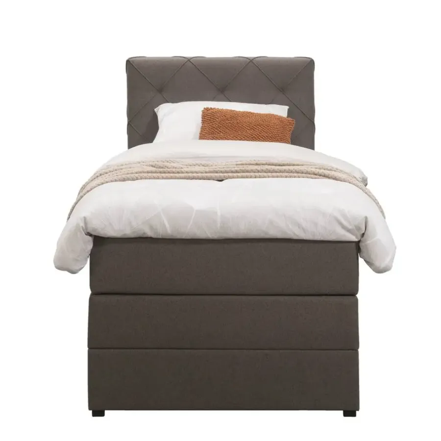 Leen Bakker Boxspring met opbergruimte Liv geruit - donkerbruin - 90x200 cm