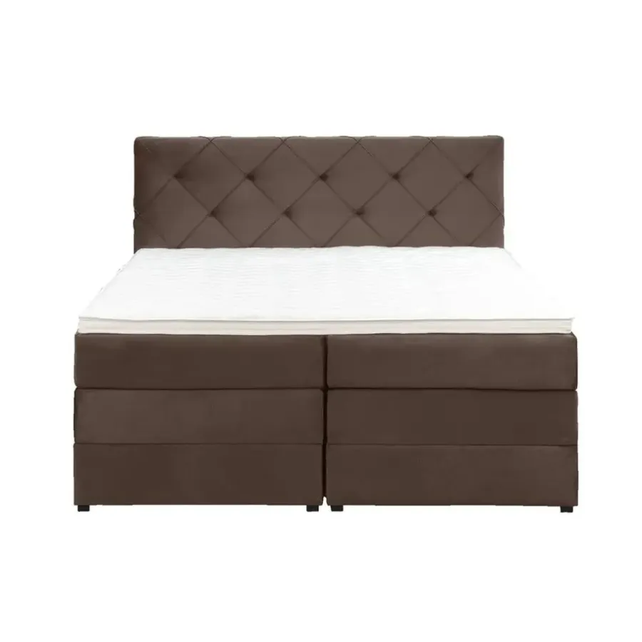 2-Persoons Boxsprings-Leen Bakker Boxspring met opbergruimte Liv geruit - bruin - 180x200 cm