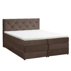 2-Persoons Boxsprings-Leen Bakker Boxspring met opbergruimte Liv geruit - bruin - 180x200 cm