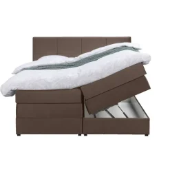 2-Persoons Boxsprings-Leen Bakker Boxspring met opbergruimte Liv geblokt - bruin - 180x200 cm
