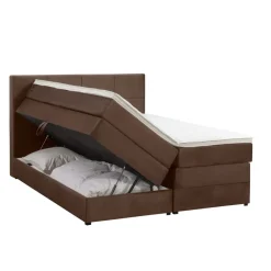 2-Persoons Boxsprings-Leen Bakker Boxspring met opbergruimte Liv geblokt - bruin - 180x200 cm