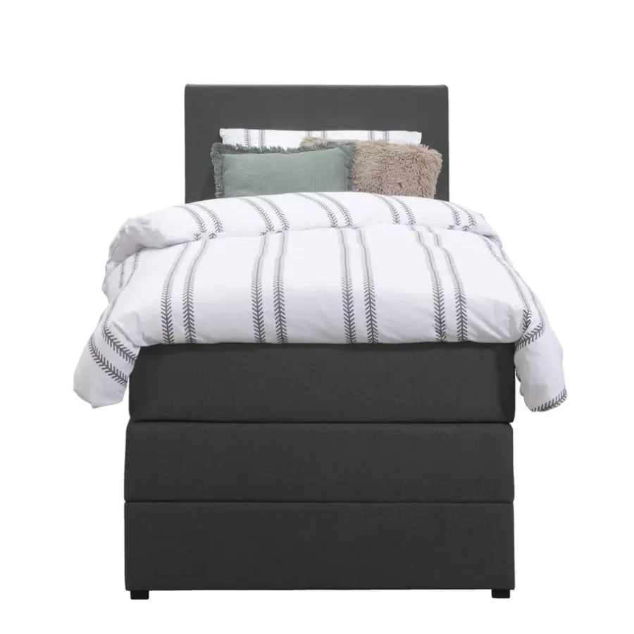 1-Persoons Boxsprings-Leen Bakker Boxspring met opbergruimte Liv egaal - antraciet - 90x200 cm