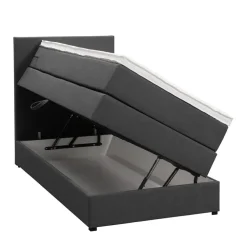 1-Persoons Boxsprings-Leen Bakker Boxspring met opbergruimte Liv egaal - antraciet - 90x200 cm