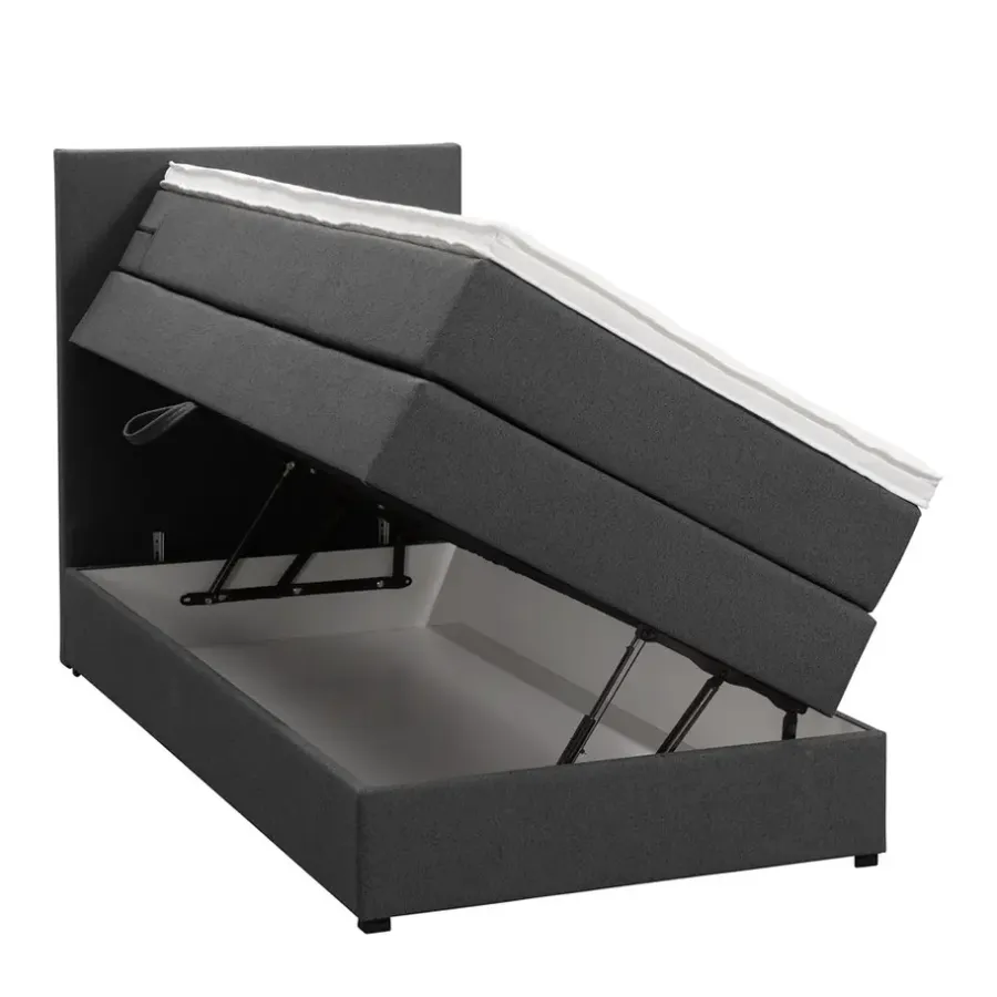 1-Persoons Boxsprings-Leen Bakker Boxspring met opbergruimte Liv egaal - antraciet - 90x200 cm
