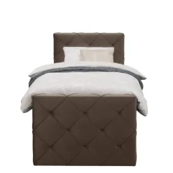Leen Bakker Boxspring met opbergruimte en voetbord Liv geruit - bruin - 90x200cm