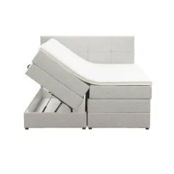 Leen Bakker Boxspring met opbergruimte Liv geblokt - ecru - 160x200 cm