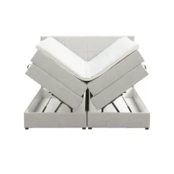 Leen Bakker Boxspring met opbergruimte Liv geblokt - ecru - 160x200 cm