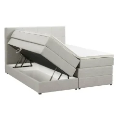Leen Bakker Boxspring met opbergruimte Liv geblokt - ecru - 160x200 cm