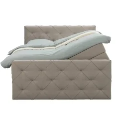 2-Persoons Boxsprings-Leen Bakker Boxspring met opbergruimte en voetbord Liv geruit - beige - 140x200cm