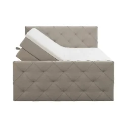 2-Persoons Boxsprings-Leen Bakker Boxspring met opbergruimte en voetbord Liv geruit - beige - 140x200cm