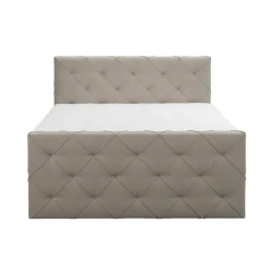 2-Persoons Boxsprings-Leen Bakker Boxspring met opbergruimte en voetbord Liv geruit - beige - 140x200cm