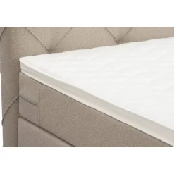 2-Persoons Boxsprings-Leen Bakker Boxspring met opbergruimte en voetbord Liv geruit - beige - 140x200cm