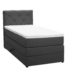 Leen Bakker Boxspring met opbergruimte Liv geruit - antraciet - 90x200 cm