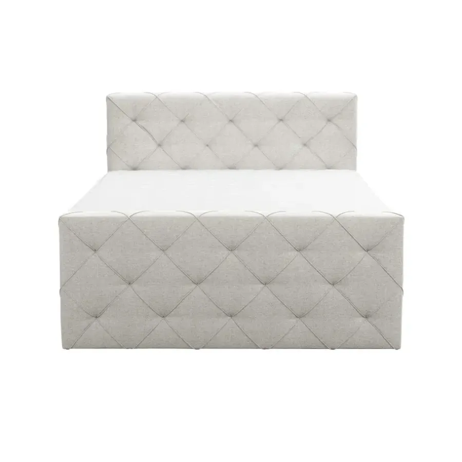 Leen Bakker Boxspring met opbergruimte en voetbord Liv geruit - ecru - 160x200cm
