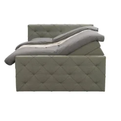 Leen Bakker Boxspring met opbergruimte en voetbord Liv geruit - groen - 140x200cm