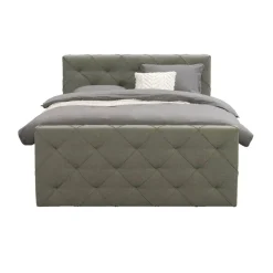 Leen Bakker Boxspring met opbergruimte en voetbord Liv geruit - groen - 140x200cm
