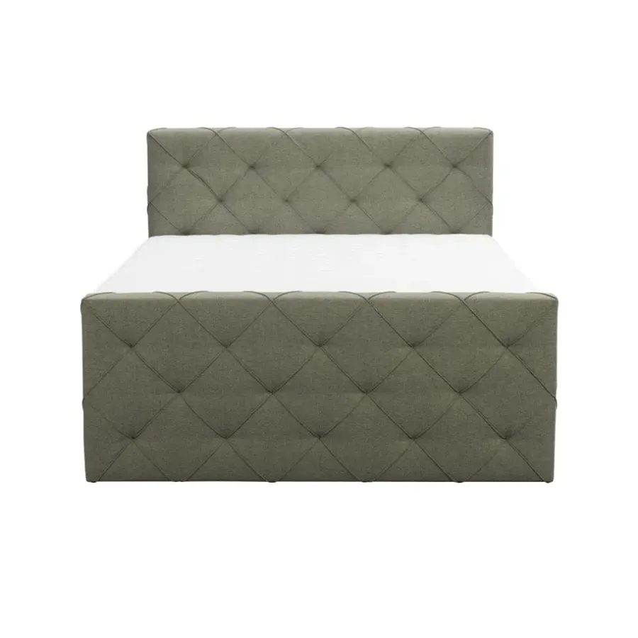 Leen Bakker Boxspring met opbergruimte en voetbord Liv geruit - groen - 140x200cm