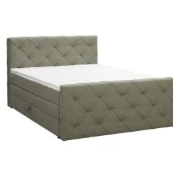 Leen Bakker Boxspring met opbergruimte en voetbord Liv geruit - groen - 140x200cm
